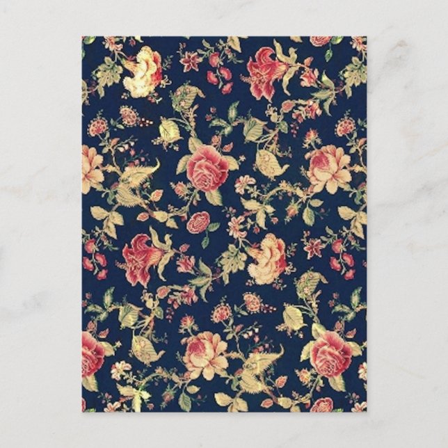 Carte Postale Élégant Vintage Rose Motif (Devant)
