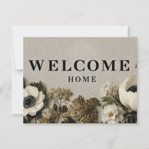 Carte Postale Elégant "Welcome Home" Salutation avec art botaniq