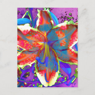 Carte Postale Elégante aquarelle abstraite rétro rouge bleu
