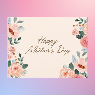 Carte Postale Elégante aquarelle Blush Floral Fête des mères