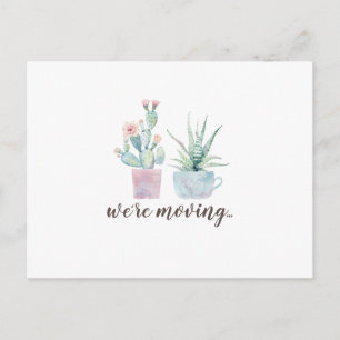 Carte Postale Elégante aquarelle Boho Cactus Nous bougeons