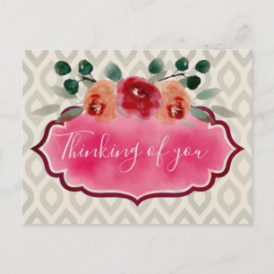 Carte Postale Elégante aquarelle classe Bouquet de cadre floral