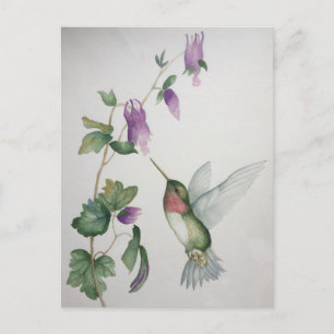 Carte Postale Elégante aquarelle du jardin des colibris