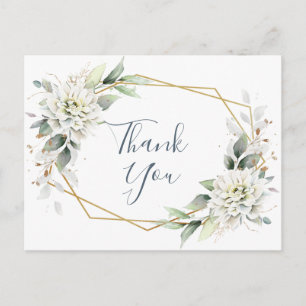 Carte Postale Elégante aquarelle Dusty Blue Foliage Merci