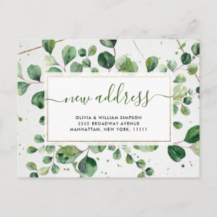 Carte Postale Elégante aquarelle Eucalyptus Moving Faire-part