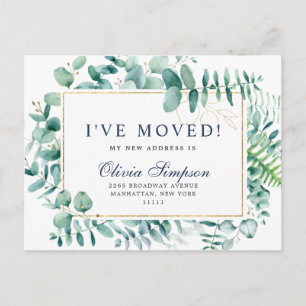 Carte Postale Elégante aquarelle Eucalyptus Moving Faire-part