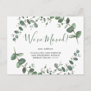 Carte Postale Elégante aquarelle Eucalyptus Moving Faire-part
