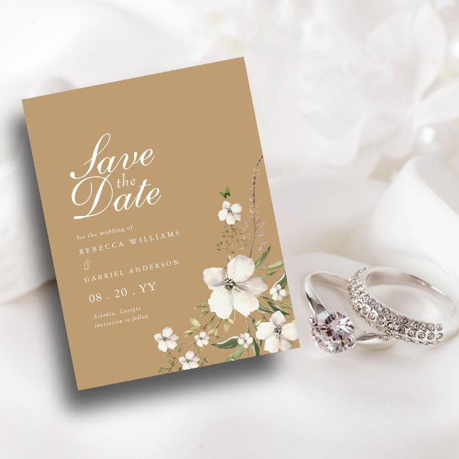 Carte Postale Elégante Aquarelle Florale Mariage Enregistrer La  (Créateur téléchargé)
