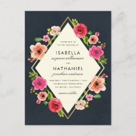 Carte Postale Elégante aquarelle | Mariage Gold Frame
