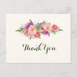 Carte Postale Elégante aquarelle Merci floral