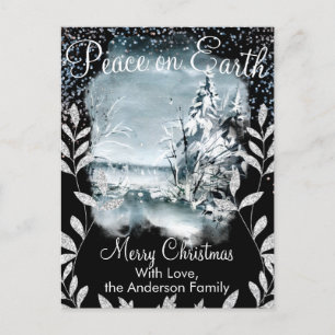 Carte Postale Elégante aquarelle Nuit de neige Nature Parties sc