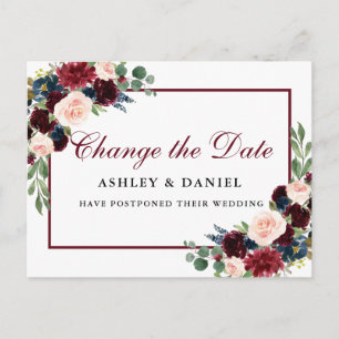 Carte Postale Elégante Aquarelle Or Floral Changer La Date