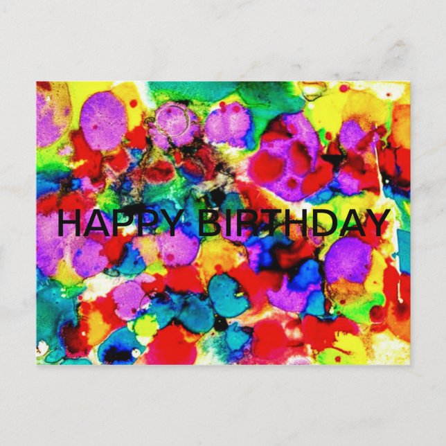 Carte Postale Elégante aquarelle peinture Joyeux anniversaire (Devant)