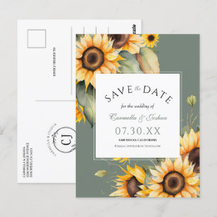Carte Postale Elégante Aquarelle Tournesol Sage Enregistrer La D
