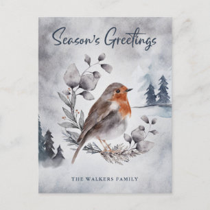Carte Postale Elégante aquarelle Winter American Robin Postcard