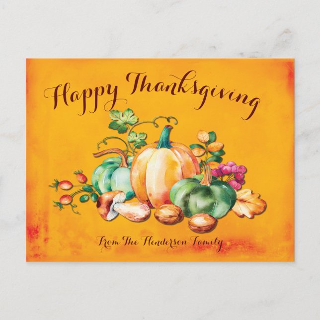 Carte Postale Élégante Automne Moisson Automne Thanksgiving Salu (Devant)