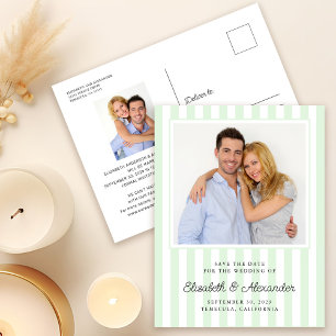 Carte Postale Élégante Bande Moderne Photo Mariage Enregistrer L