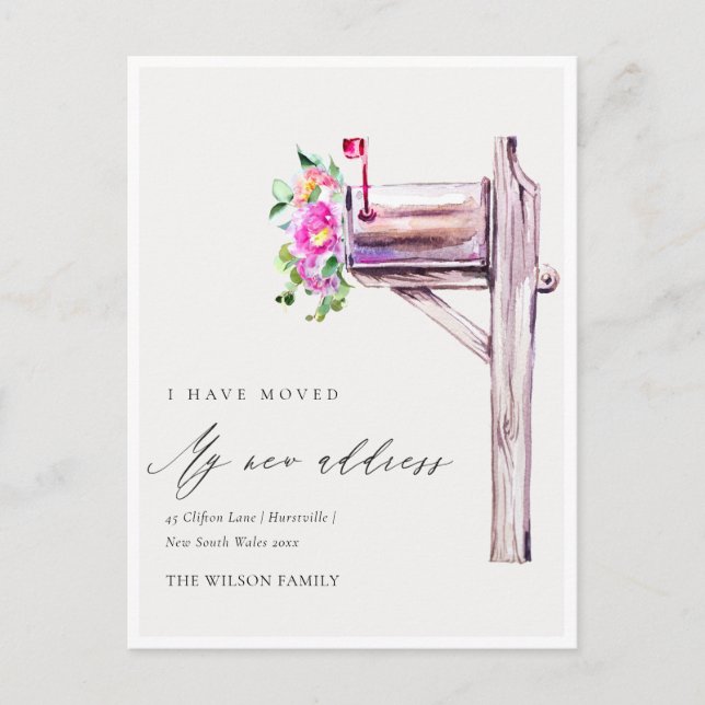 Carte Postale Élégante boîte aux lettres florale rose vif J'ai d (Devant)
