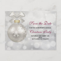 Élégante boule de Noël en argent Sauvez la date