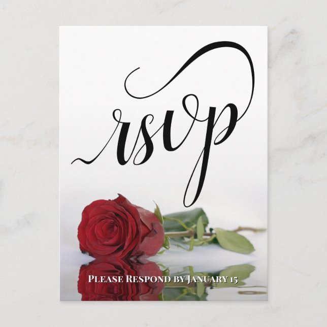 Carte Postale Élégante calligraphie et mariage rose rouge RSVP (Devant)