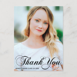 Carte Postale Élégante Calligraphie Graduation Merci photo