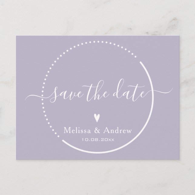 Carte Postale Élégante calligraphie Lavender Wedding Enregistrer (Devant)
