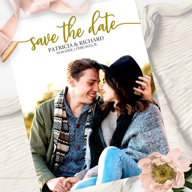 Carte Postale Élégante Calligraphie Mariage Enregistrer La Date  (Créateur téléchargé)