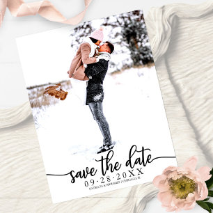Carte Postale Élégante calligraphie mariage photo save the date