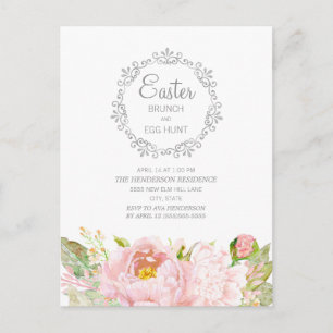 Carte Postale Elégante Chasse aux oeufs de Brunch Pâques rose