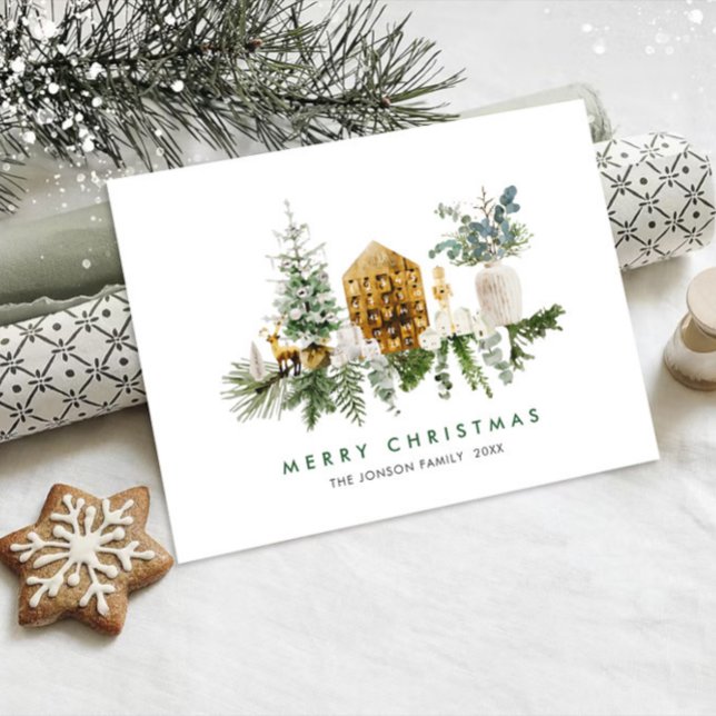 Carte Postale Élégante composition de Noël bohème vacances (Créateur téléchargé)