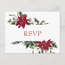 Carte Postale Elégante couleur Mariage rouge Poinsettia RSVP