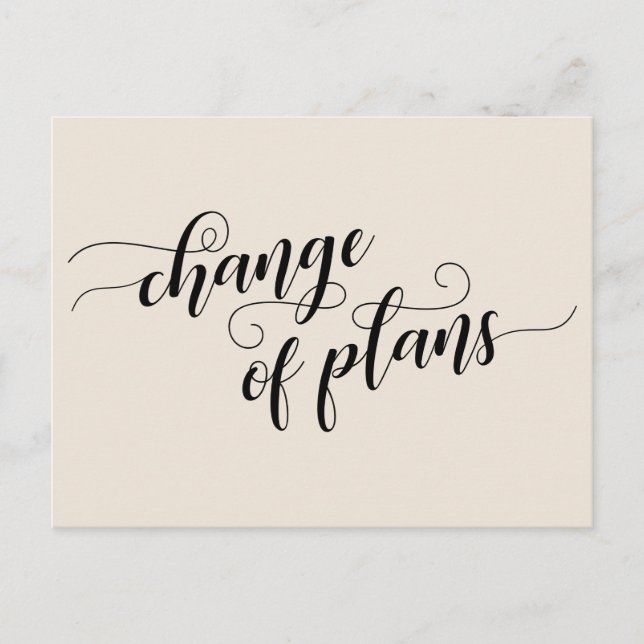 Carte Postale Élégante crème Changement de plans Reporté Mariage (Devant)