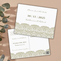 Élégante dentelle beige Enregistrer la date