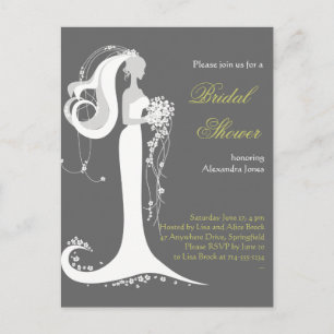 Carte Postale Élégante Fête des mariées de mariée Invitation 8