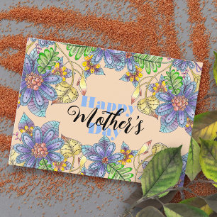 Carte Postale Elégante Fête des Mères Florales Colorée et Charma