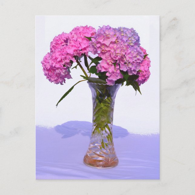 Carte Postale Elégante florales violettes roses hydrangées (Devant)
