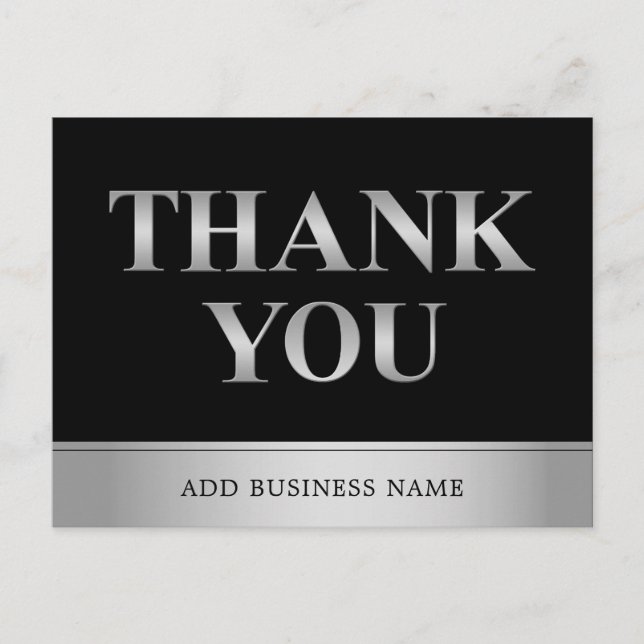 Carte Postale Elégante Gold Black Business avec LOGO - MERCI (Devant)