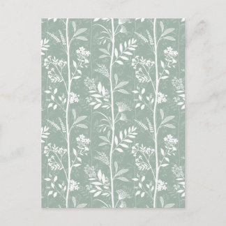 Carte Postale Élégante illustration de fleurs sauvages vert saug