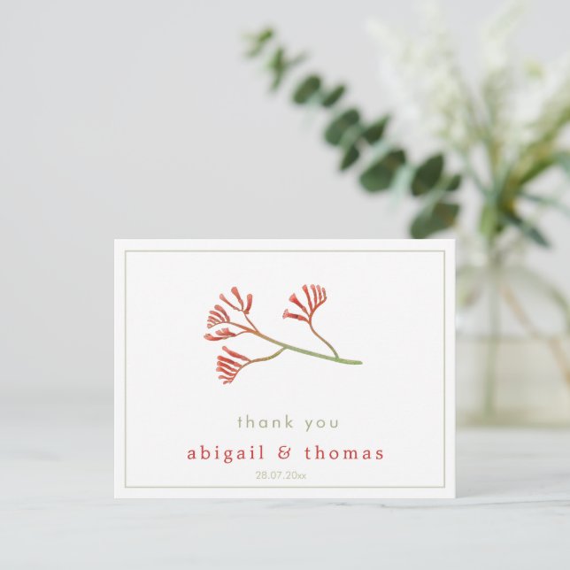 Carte Postale Elégante Kangaroo Paw Flower - Merci Mariage (Debout devant)