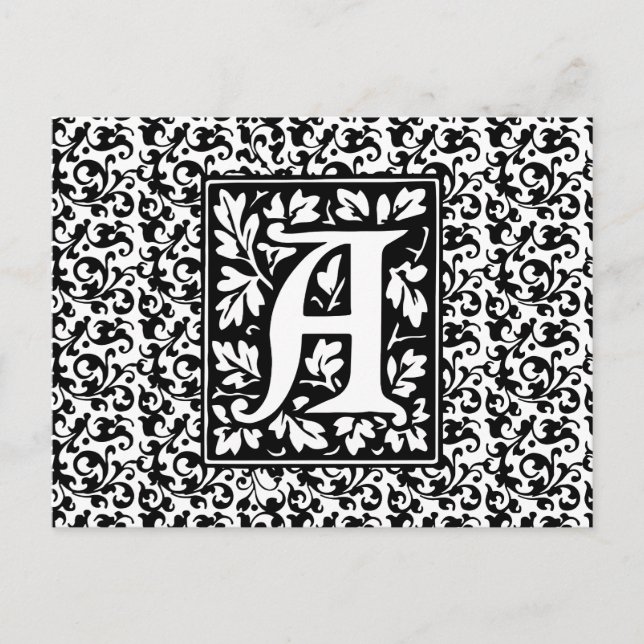 Carte Postale Élégante Lettre Médiévale Un Monogramme antique (Devant)