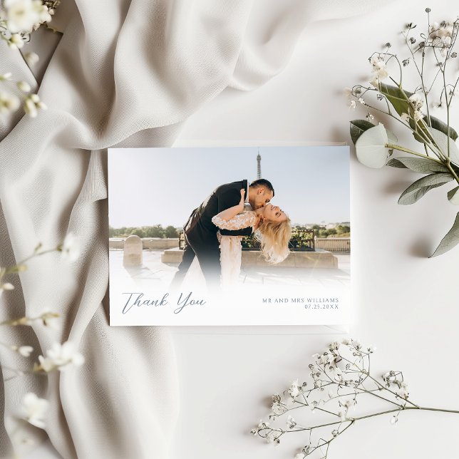 Carte postale élégante Mariage bleu Carte de remer (Créateur téléchargé)