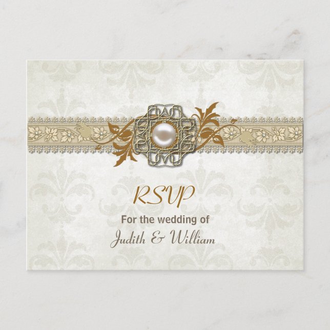 Carte postale élégante Mariage de automne RSVP (Devant)