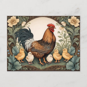 Carte Postale Élégante Mère Hen Avec Poussins