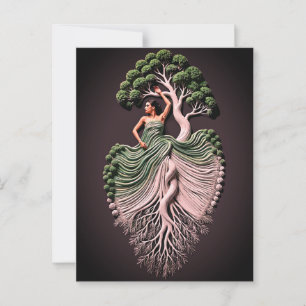 Carte Postale Élégante œuvre d'art murale représentant une femme