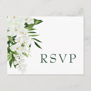 Carte Postale Elégante Orchidées Blanches Bohème Mariage RSVP