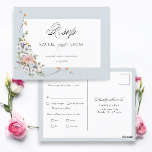 Carte Postale Elégante Pastel Boho Floral Calligraphie RSVP