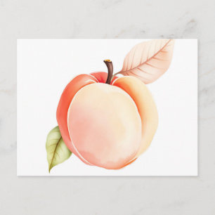 Carte Postale Elégante pêche aquarelle sur Arrière - plan blanc