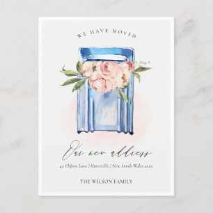 Carte Postale Elégante Pêche Blue Floral Boîte aux lettres Nous 