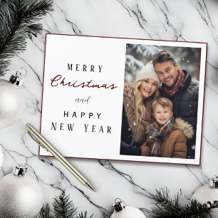 Carte Postale Élégante photo de famille Joyeux Noël Nouvel An