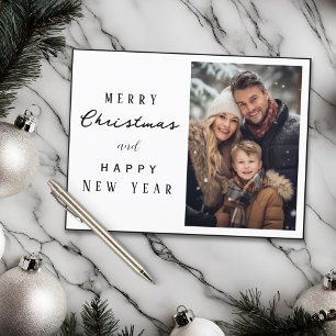Carte Postale Élégante photo de famille Joyeux Noël Nouvel An
